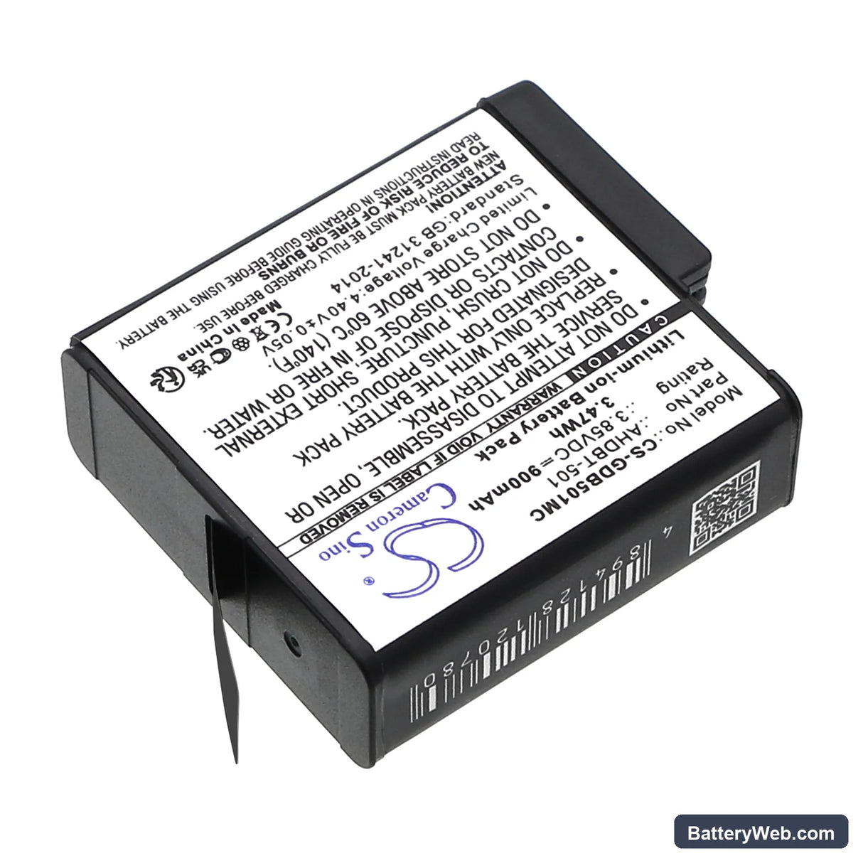 GoPro Hero 5 Replacement Battery, 3.85V, 900mAh, Li-ion 2