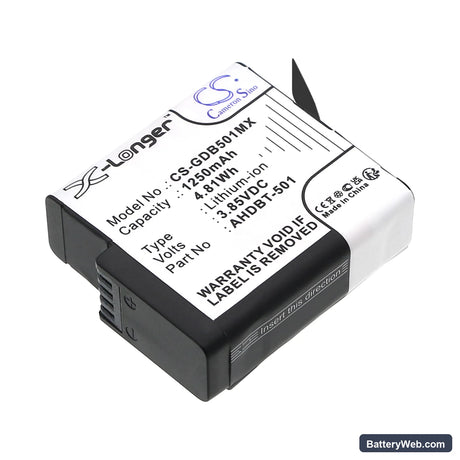 GoPro Hero 5 Replacement Battery, 3.85V, 1250mAh, Li-ion 1