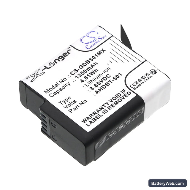 GoPro Hero 5 Replacement Battery, 3.85V, 1250mAh, Li-ion 1