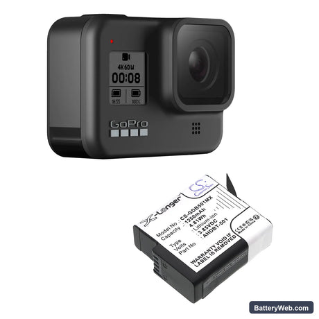 GoPro Hero 5 Replacement Battery, 3.85V, 1250mAh, Li-ion 6