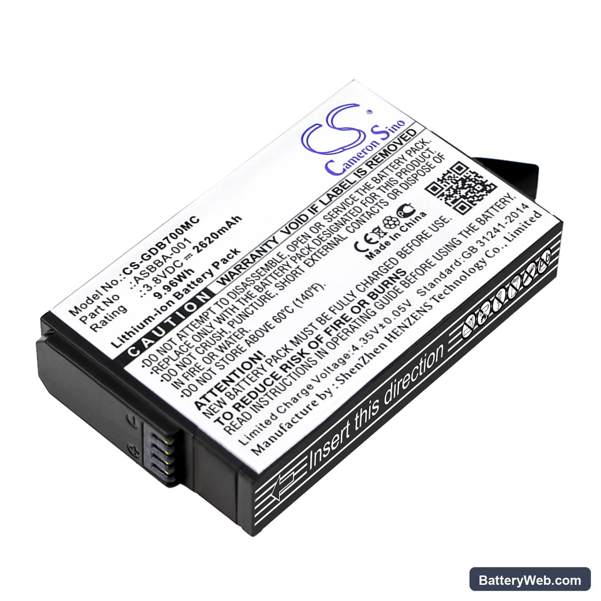 GoPro Fusion Replacement Battery, 3.8V, 2620mAh, Li-ion 1