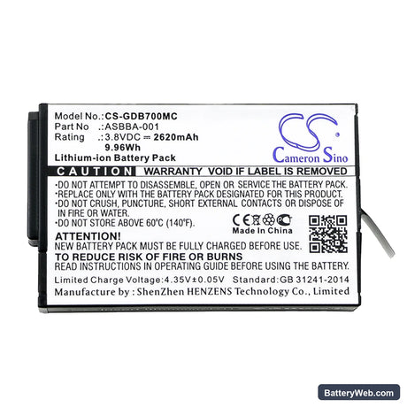 GoPro Fusion Replacement Battery, 3.8V, 2620mAh, Li-ion 3