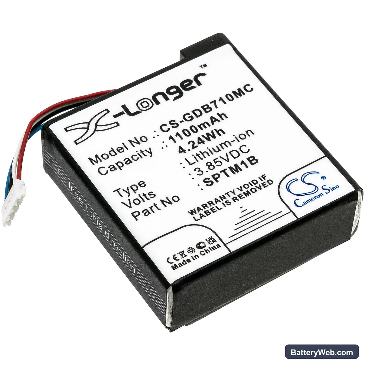 GoPro Hero 7 Silver Replacement Battery, 3.85V, 1100mAh, Li-ion 1