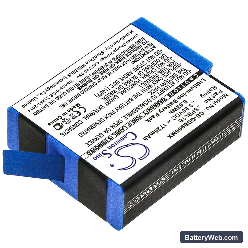 GoPro AHDBT-901 Replacement Battery, 3.85V, 1720mAh, Li-ion 2