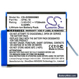 GoPro AHDBT-901 Replacement Battery, 3.85V, 1720mAh, Li-ion 3