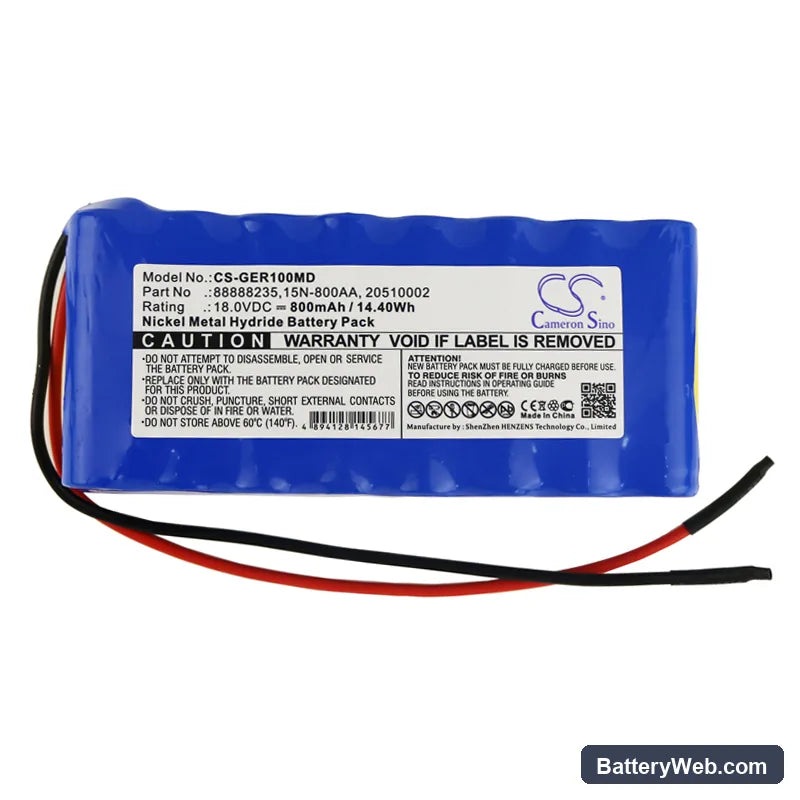GE Responder 1000 Replacement Battery, 18V, 800mAh, Ni-MH 3
