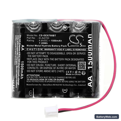 GE Security Simon Home Security Talking Replacement Battery, 4.8V, 1500mAh, Ni-MH 3