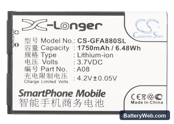 GFive A78 Replacement Battery, 3.7V, 1750mAh, Li-ion 5