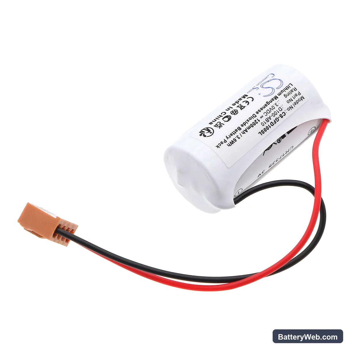 GE Fanuc D100 Replacement Battery, 3V, 1200mAh, Li-MnO2 2