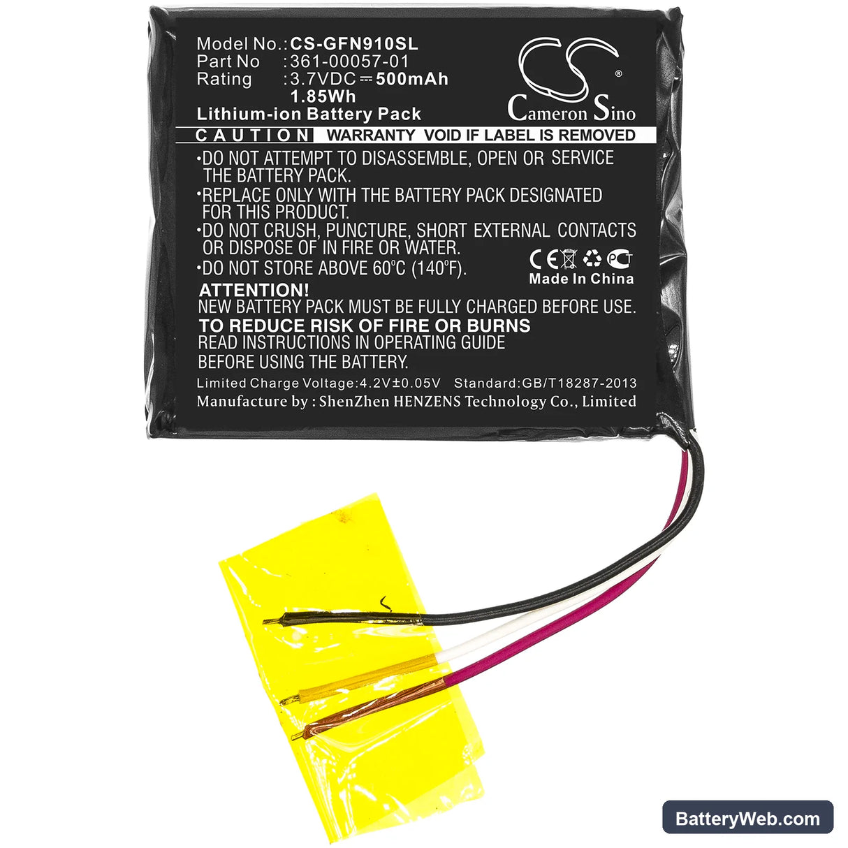 Garmin forerunner 910XT Replacement Battery, 3.7V, 500mAh, Li-ion 3