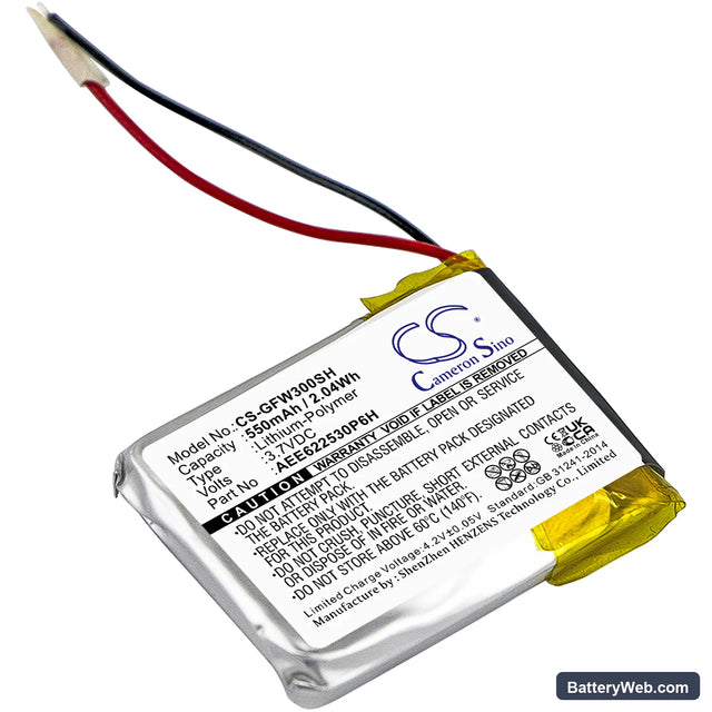 Golf Buddy WT3 GPS Watch Replacement Battery, 3.7V, 550mAh, Li-Polymer 1