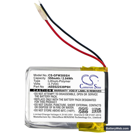Golf Buddy WT3 GPS Watch Replacement Battery, 3.7V, 550mAh, Li-Polymer 3
