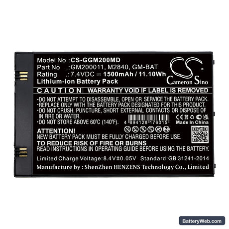 GE Echographe Vscan Replacement Battery, 7.4V, 1500mAh, Li-ion 3