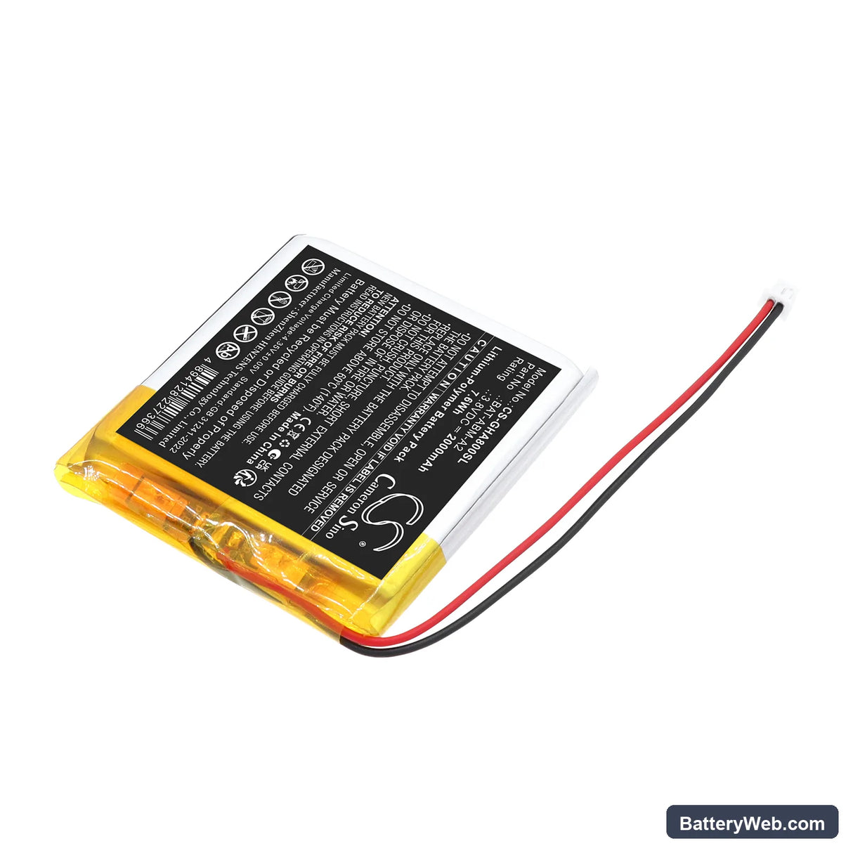 GHB ABM800 Replacement Battery, 3.8V, 2000mAh, Li-Polymer 2