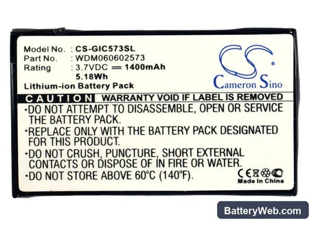 Gigabyte GC-RAMDISK Replacement Battery, 3.7V, 1400mAh, Li-ion 5