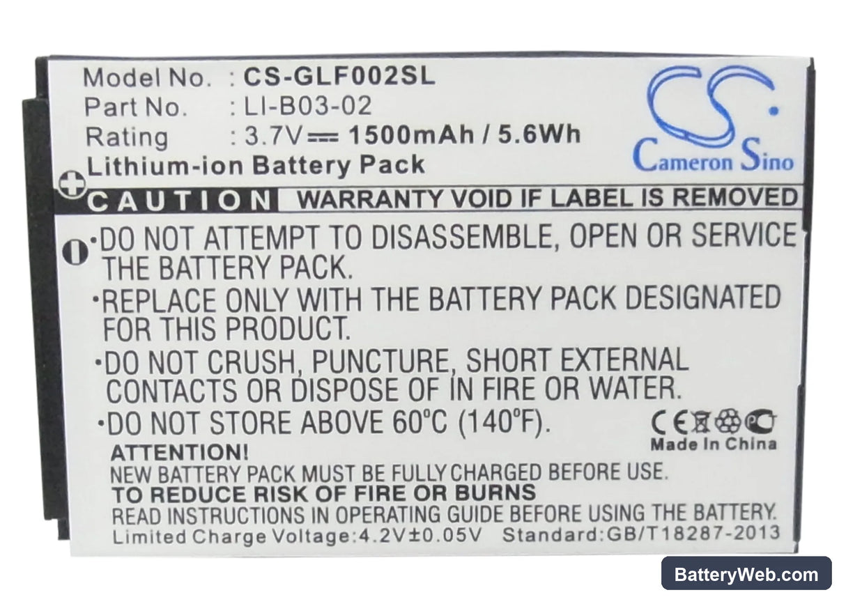 Golf Buddy World Platinum Replacement Battery, 3.7V, 1500mAh, Li-ion 5