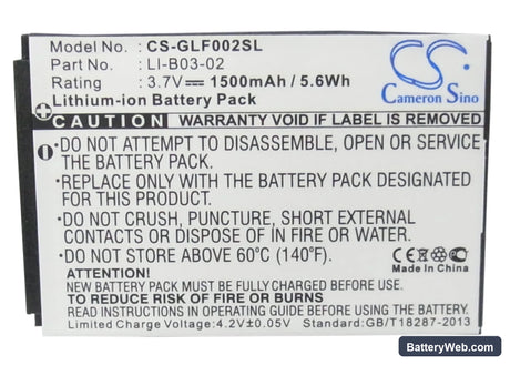 Golf Buddy World Platinum Replacement Battery, 3.7V, 1500mAh, Li-ion 5
