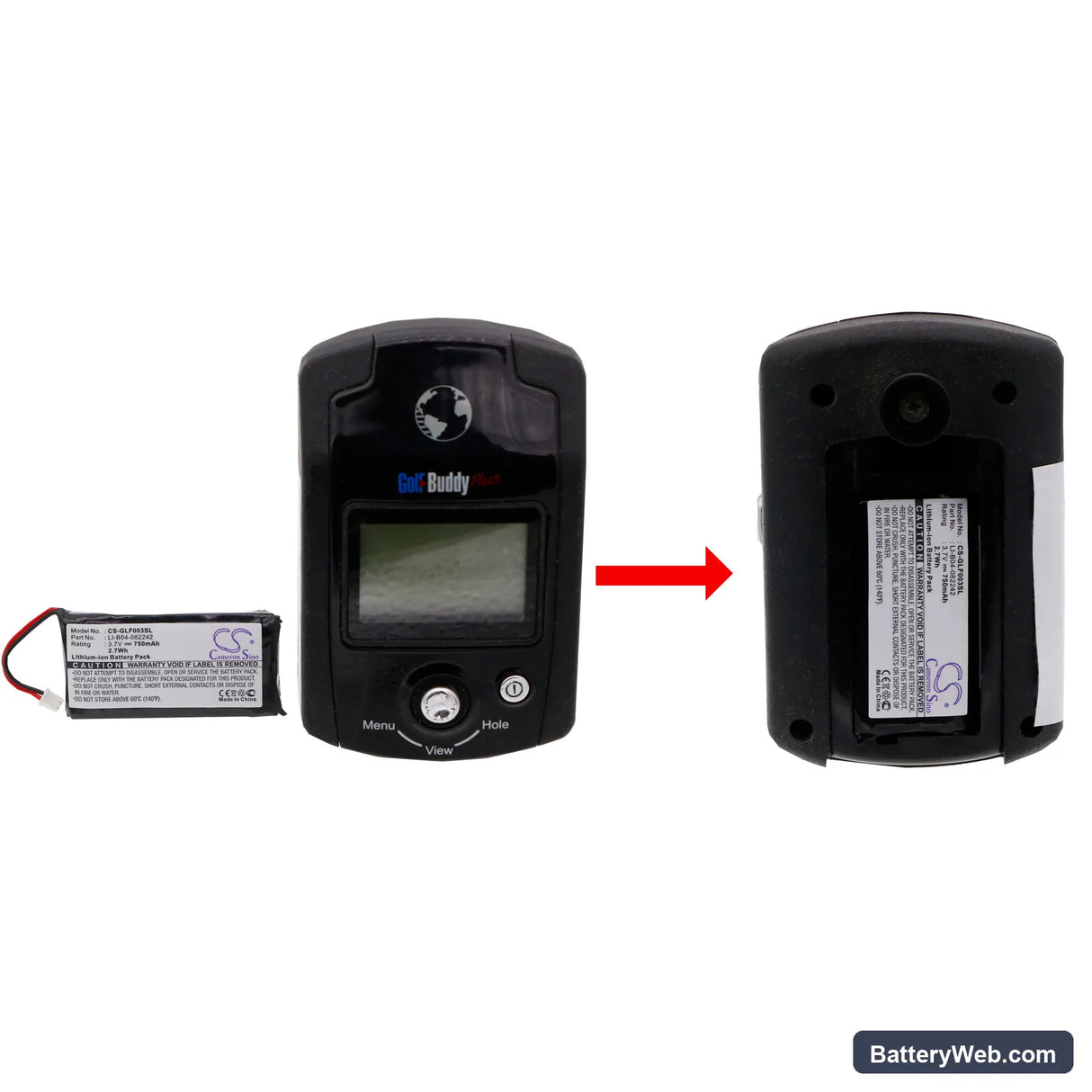 Golf Buddy Plus Replacement Battery, 3.7V, 750mAh, Li-ion 7