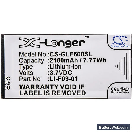 Golf Buddy PT4 Replacement Battery, 3.7V, 2100mAh, Li-ion 3