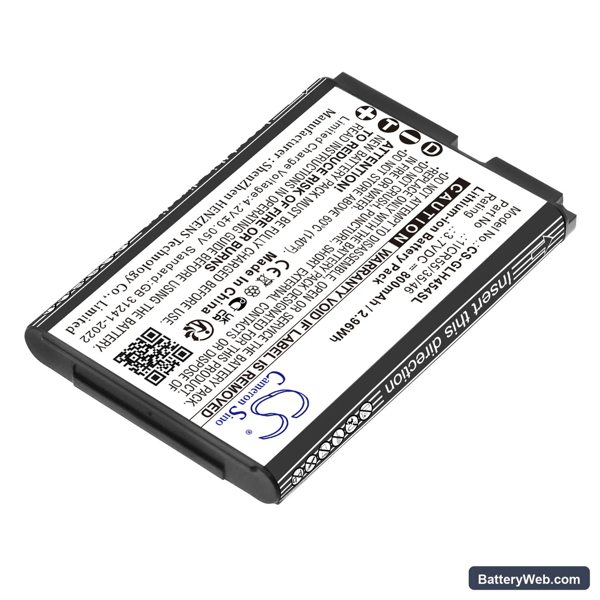 GEOSPACE GSB-LHR Replacement Battery, 3.7V, 800mAh, Li-ion 2