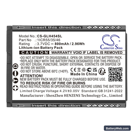 GEOSPACE GSB-LHR Replacement Battery, 3.7V, 800mAh, Li-ion 3