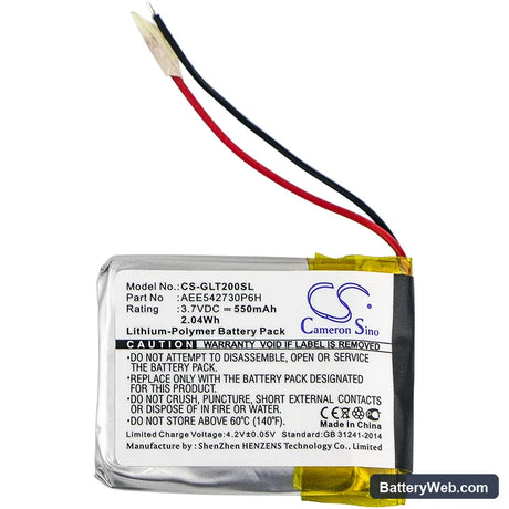 Golf Buddy CT2 Replacement Battery, 3.7V, 550mAh, Li-Polymer 3