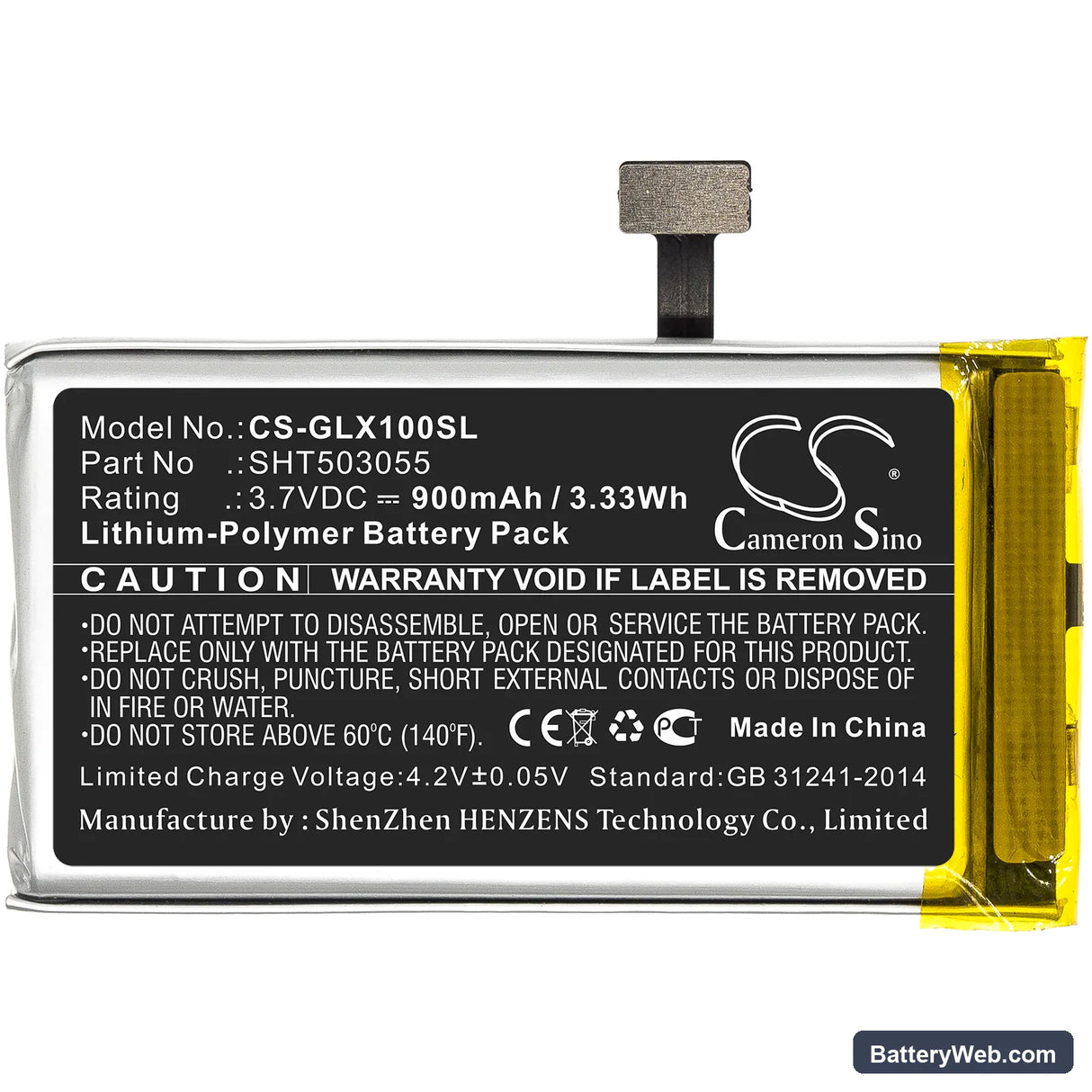 Golf Buddy VTX Replacement Battery, 3.7V, 900mAh, Li-Polymer 3