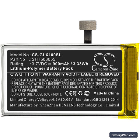 Golf Buddy VTX Replacement Battery, 3.7V, 900mAh, Li-Polymer 3