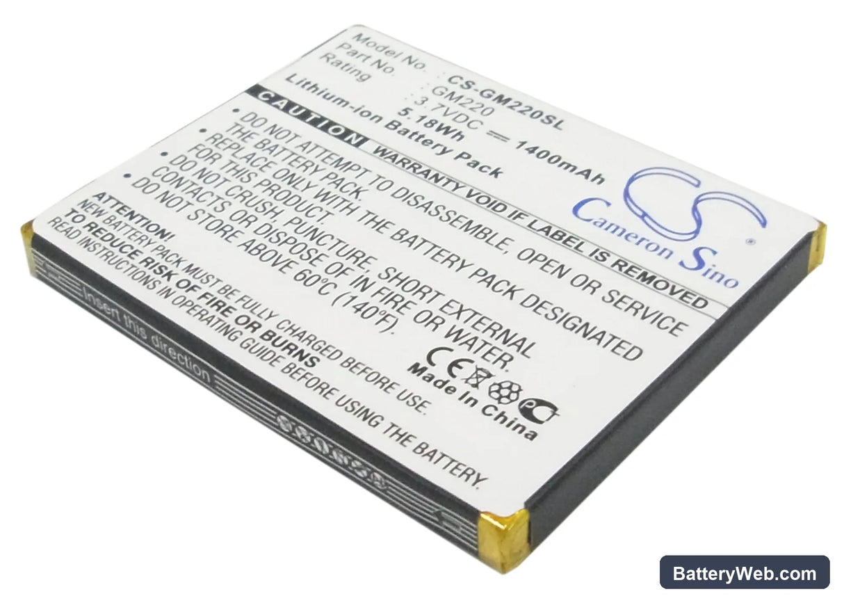 Archos Gmini 220 Replacement Battery, 3.7V, 1400mAh, Li-ion 1