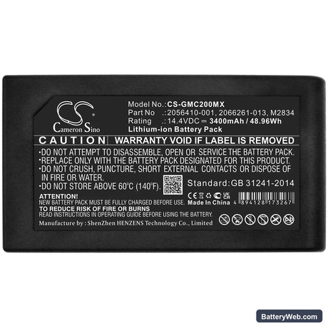 GE MAC 2000 Replacement Battery, 14.4V, 3400mAh, Li-ion 5