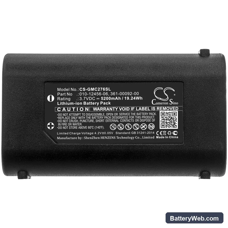 Garmin GPSMAP 276Cx Replacement Battery, 3.7V, 5200mAh, Li-ion 3