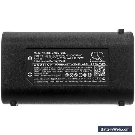 Garmin GPSMAP 276Cx Replacement Battery, 3.7V, 5200mAh, Li-ion 3