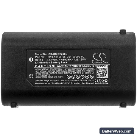 Garmin GPSMAP 276Cx Replacement Battery, 3.7V, 6800mAh, Li-ion 3
