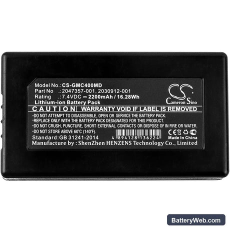 GE MAC 400 Replacement Battery, 7.4V, 2200mAh, Li-ion 3