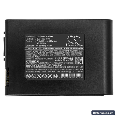 GE MAC 800 Replacement Battery, 7.4V, 4500mAh, Li-ion 3