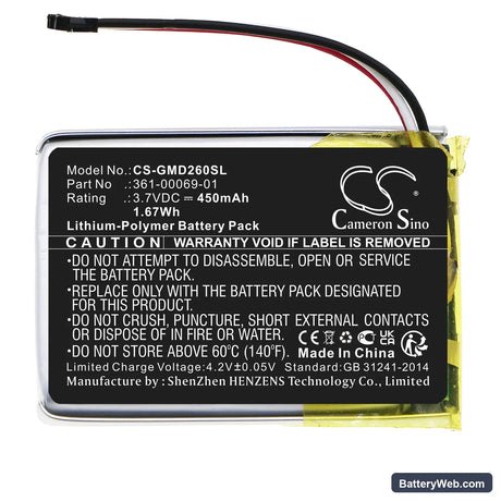 Garmin Delta SE Dog Training Collar Receiver Replacement Battery, 3.7V, 450mAh, Li-Polymer 3