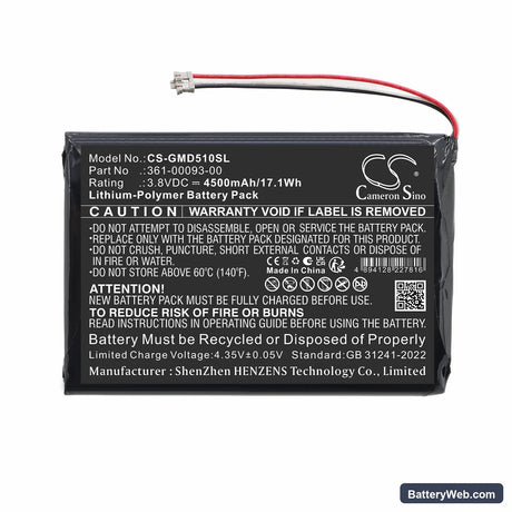 Garmin 010-01561-00 Replacement Battery, 3.8V, 4500mAh, Li-Polymer 3