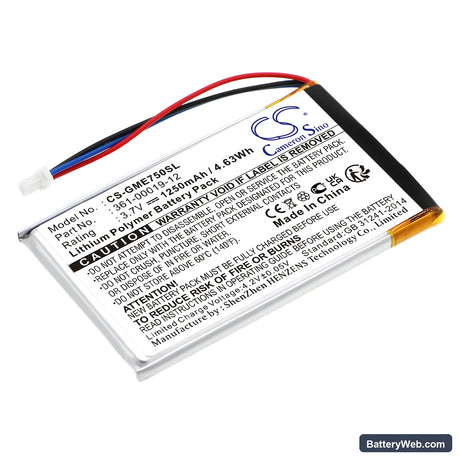 Garmin Edge 605 Replacement Battery, 3.7V, 1250mAh, Li-Polymer 1