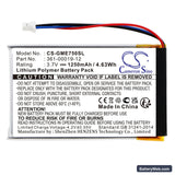 Garmin Edge 605 Replacement Battery, 3.7V, 1250mAh, Li-Polymer 3