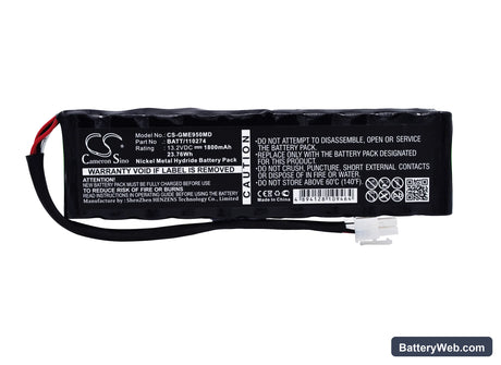 Marquette Solar 9500 Replacement Battery, 13.2V, 1800mAh, Ni-MH 5