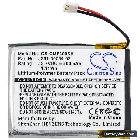 Garmin Fenix 3 Replacement Battery, 3.7V, 300mAh, Li-Polymer 3
