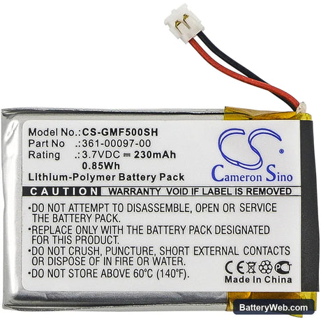 Garmin Approach S60 Replacement Battery, 3.7V, 230mAh, Li-Polymer 3
