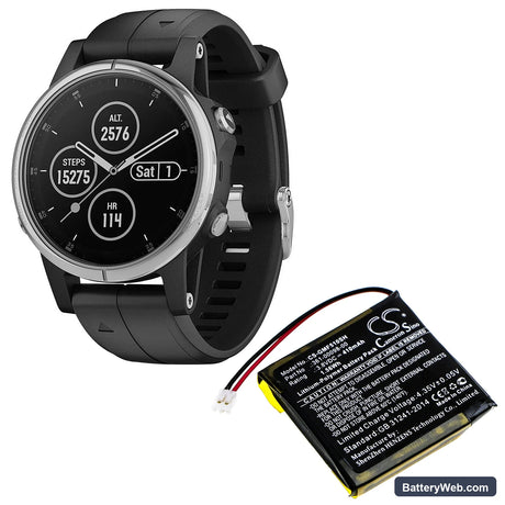 Garmin Fenix 5X Replacement Battery, 3.8V, 410mAh, Li-Polymer 6