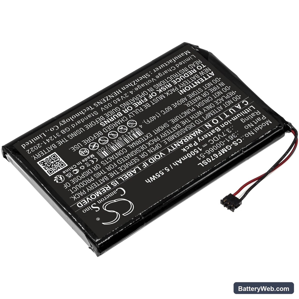 Garmin Fleet 670 LM TRUCK Replacement Battery, 3.7V, 1500mAh, Li-ion 2