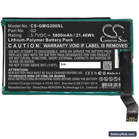 GlocalMe G2 Replacement Battery, 3.7V, 5800mAh, Li-Polymer 3