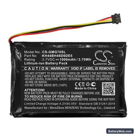 Garmin Approach G7 Replacement Battery, 3.7V, 1000mAh, Li-ion 3