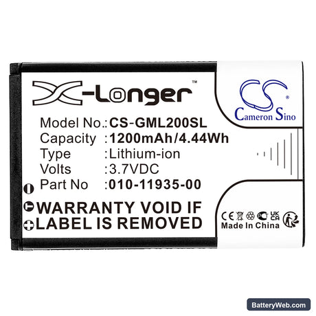 Garmin 010-01055-15 Replacement Battery, 3.7V, 1200mAh, Li-ion 3