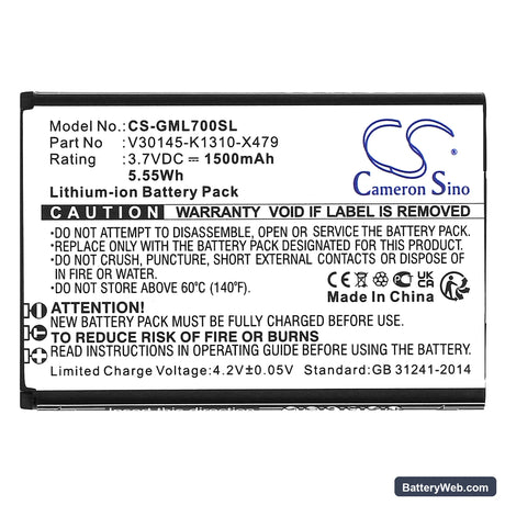 Gigaset GL7 Replacement Battery, 3.7V, 1500mAh, Li-ion 3
