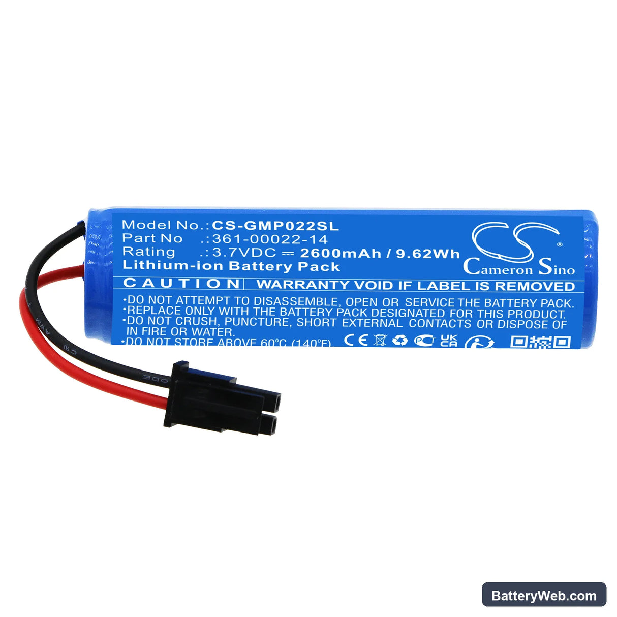 Garmin Pro Control 2 RX Replacement Battery, 3.7V, 2600mAh, Li-ion 3