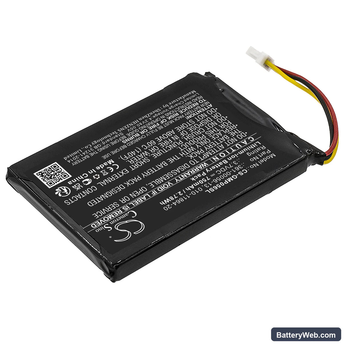 Garmin Sport PRO Handheld Transmitter Replacement Battery, 3.7V, 750mAh, Li-ion 2